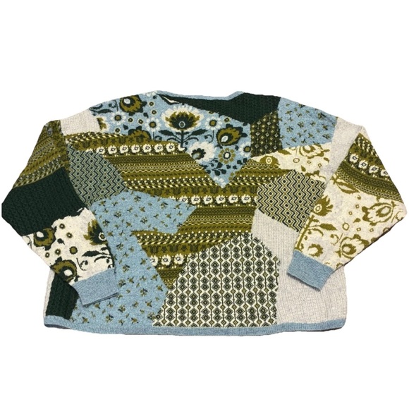 Garnet Hill 100% Recycled Cashmere Patchwork Sweater Small - Picture 3 of 7